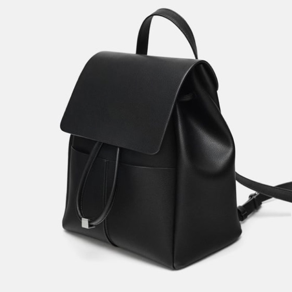 Like new Zara faux leather black backpack